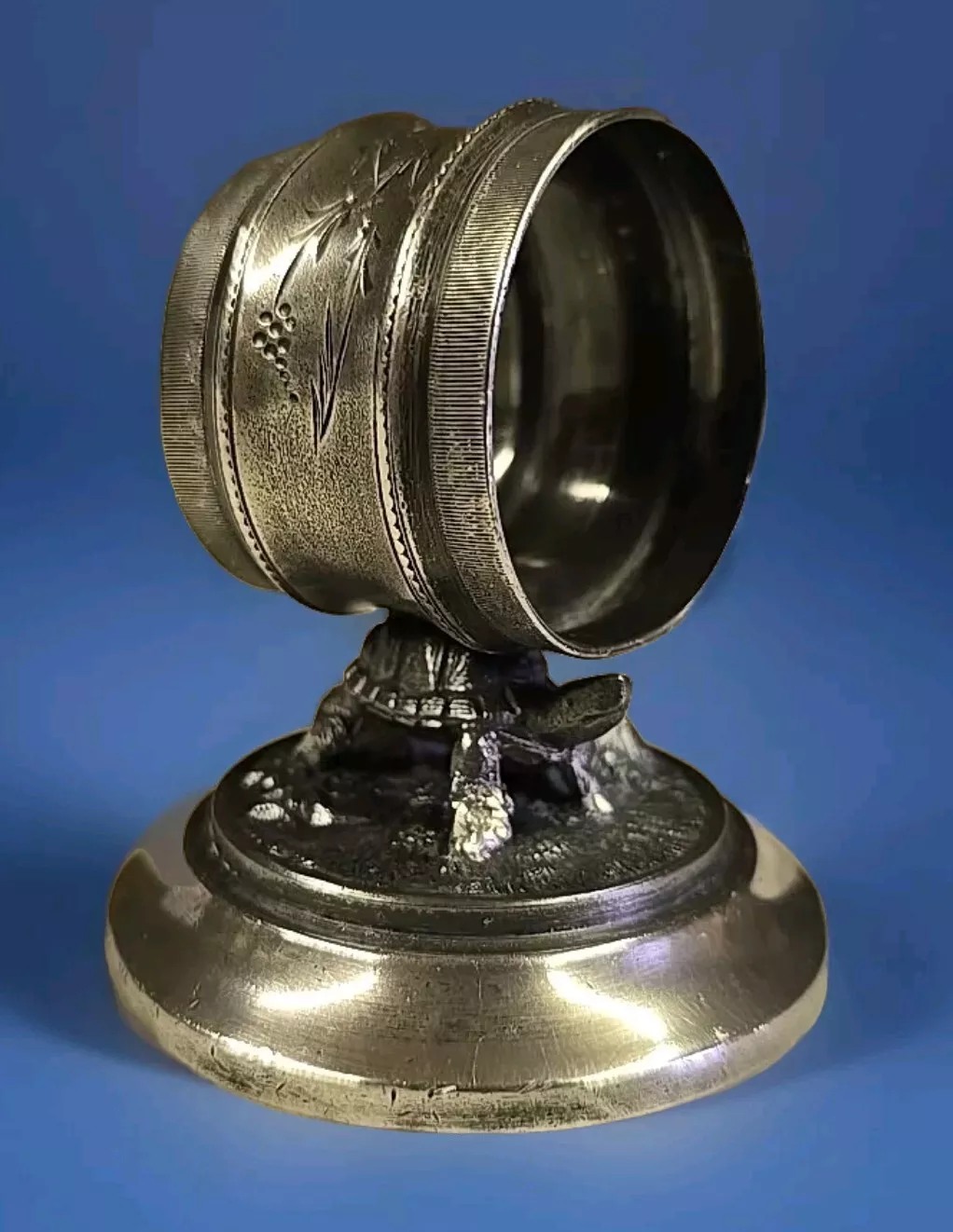 small turtle carrying ring on its back. Meriden Silverpalte Co. 239