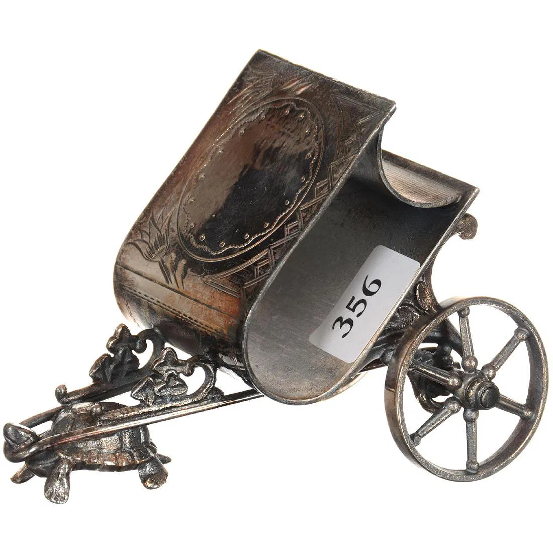 turtle pulling book on wheels. Marked 347. located to be Derby Silver Company (G&W)