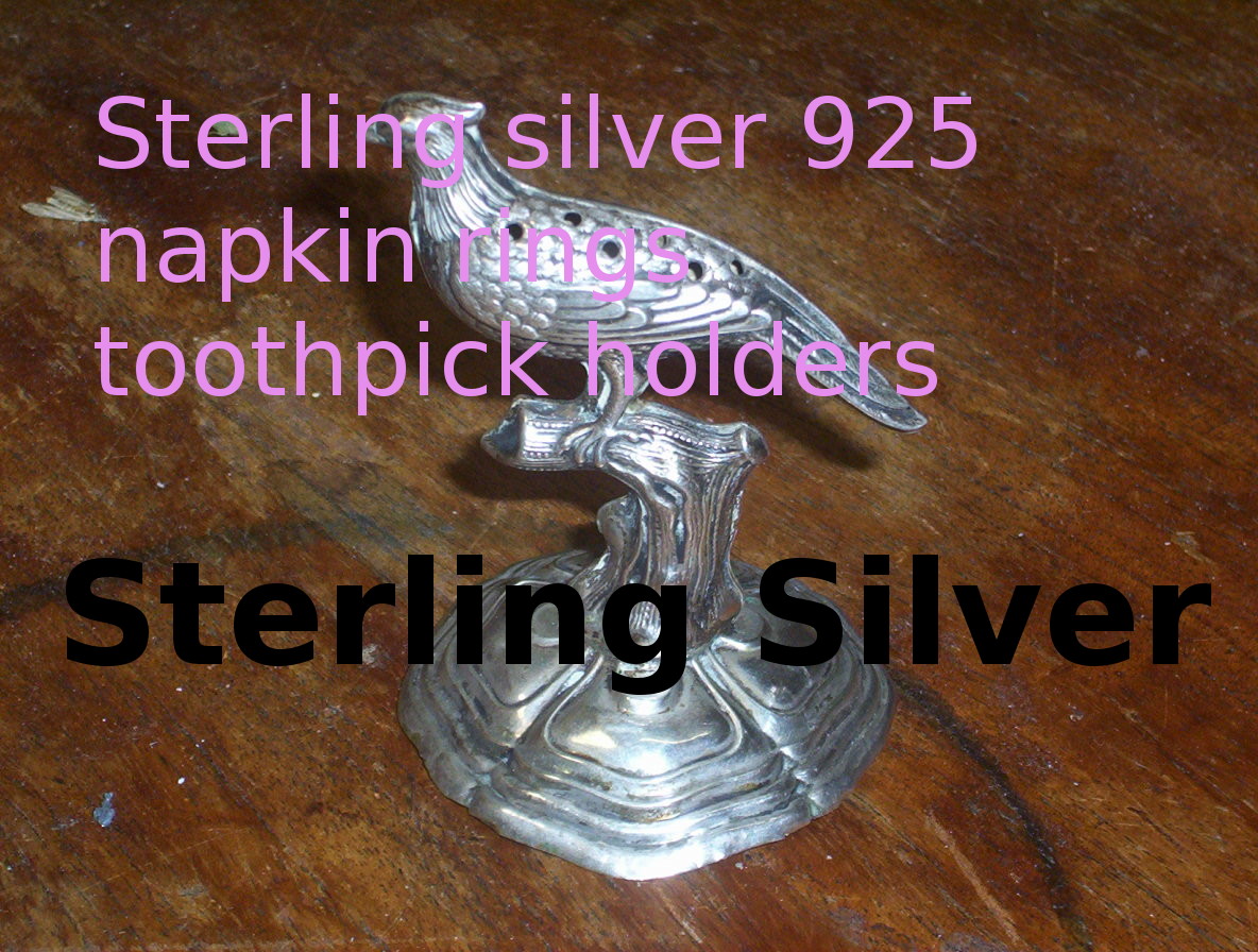 Sterling silver figural napkin rings & toothpick holders