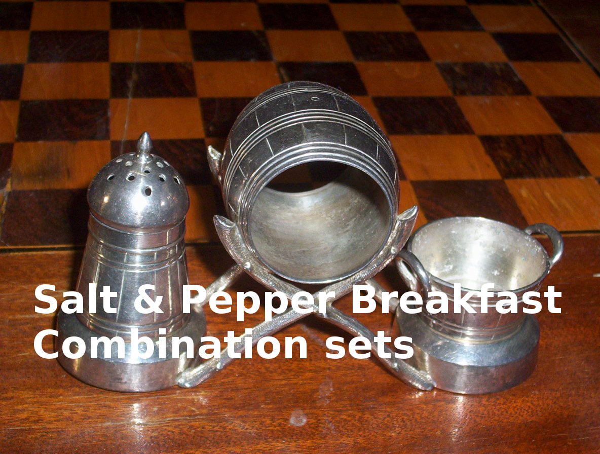combination salt pepper breakfast set figural napkin rings