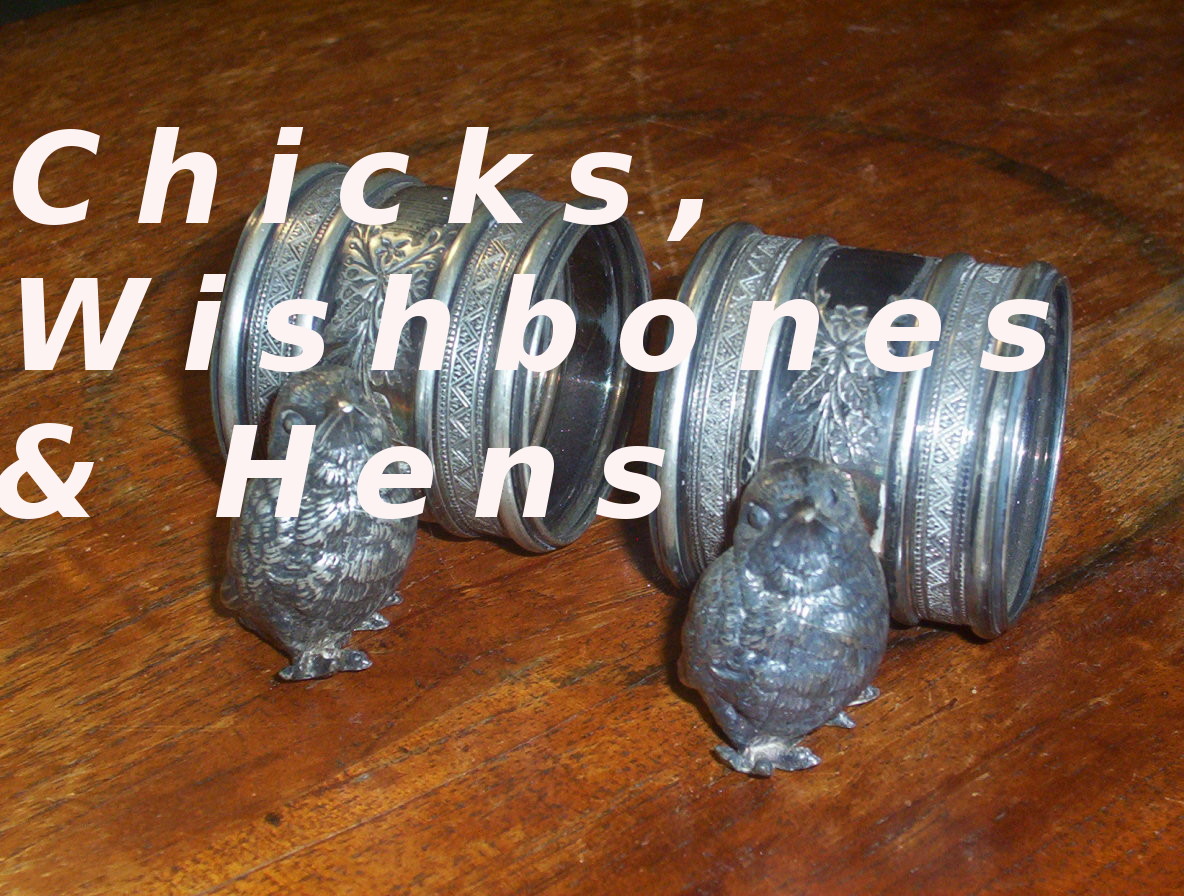 Chicks and Wishbone figural napkin rings